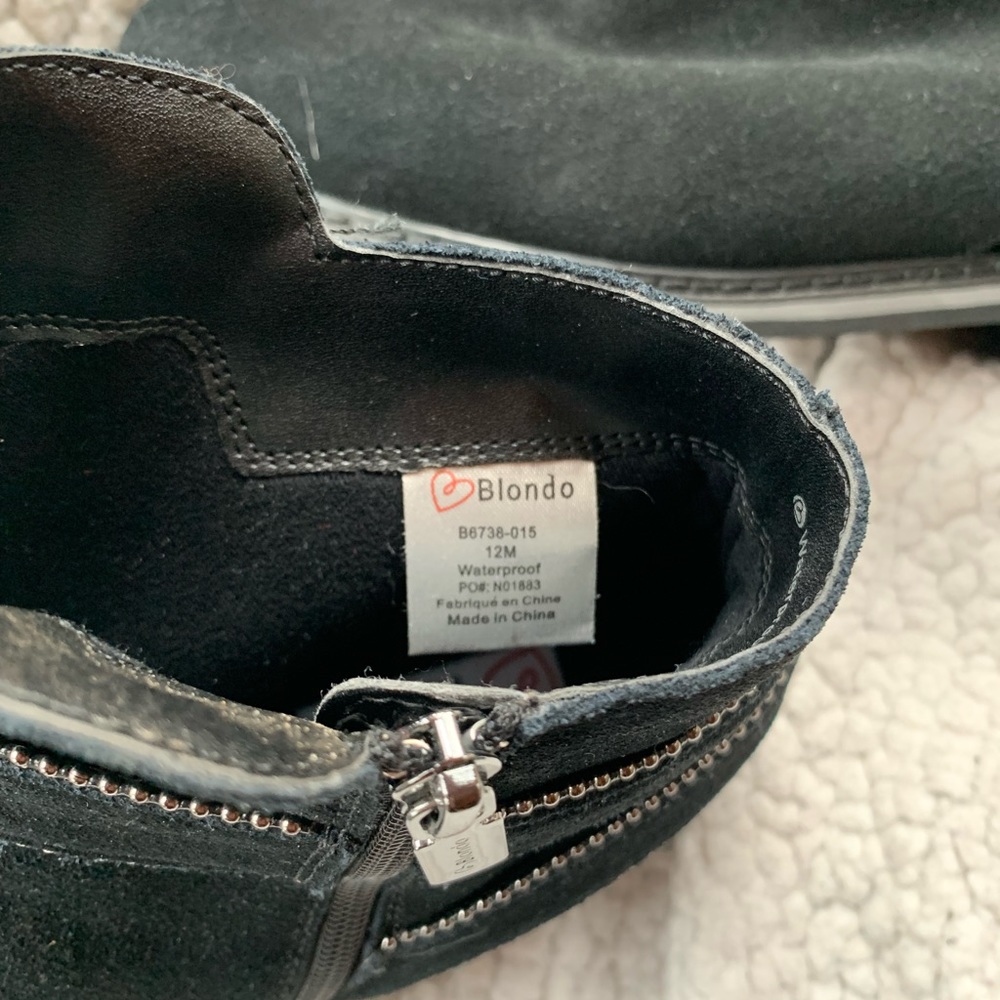 Black suede leather size 12 blonde boots - Picture 3 of 3